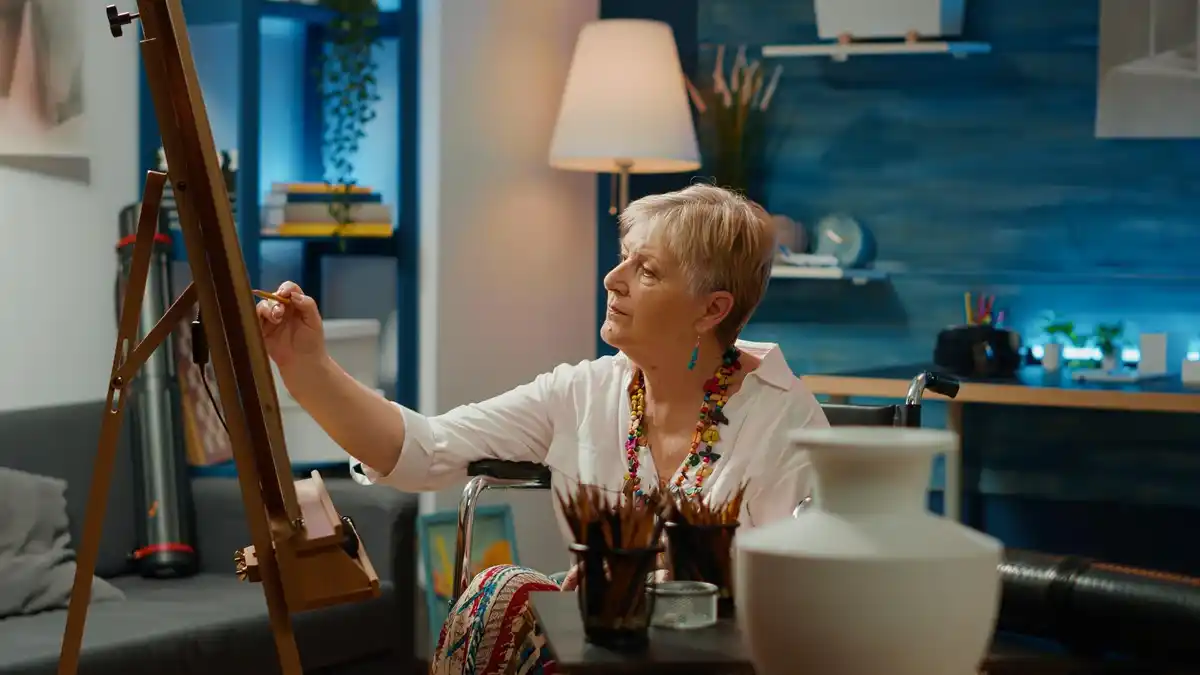 older Czech artist creating art studio inspiration