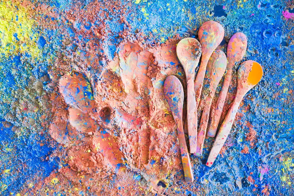spoon painting abstract background closeup