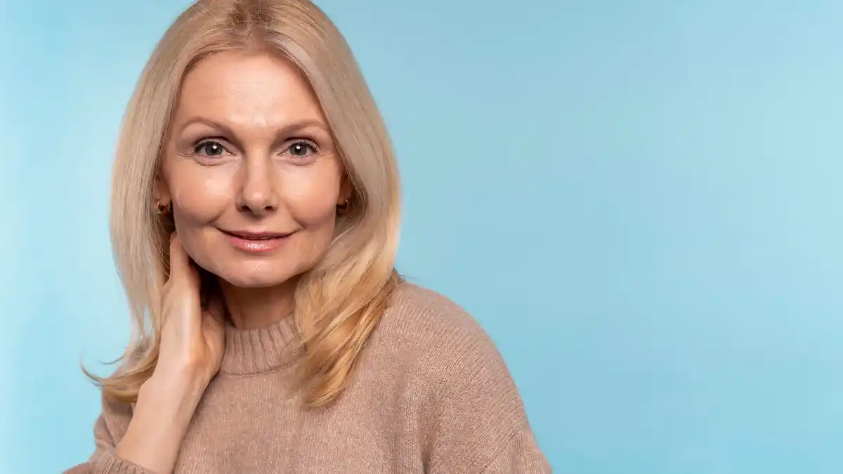 close up mature woman natural skin