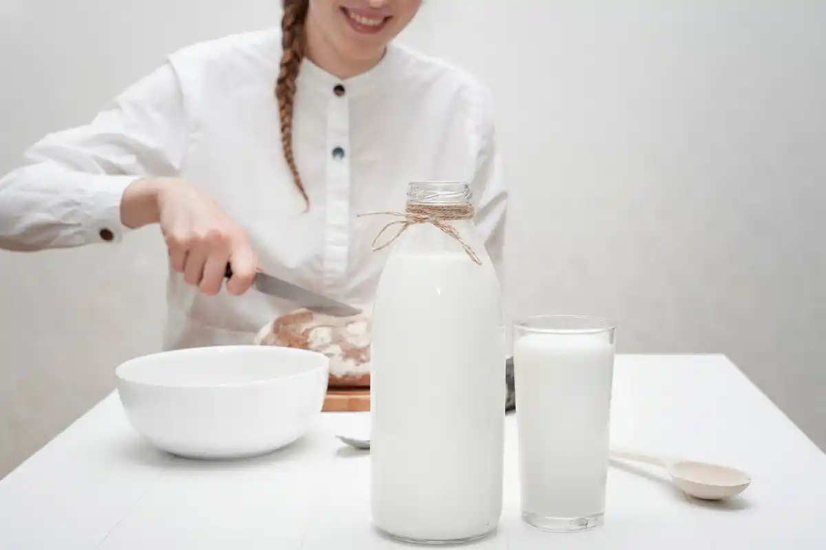 homemade kefir and fresh herbs, Czech kitchen