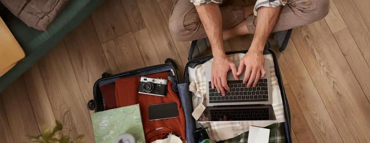 flight attendant packing suitcase