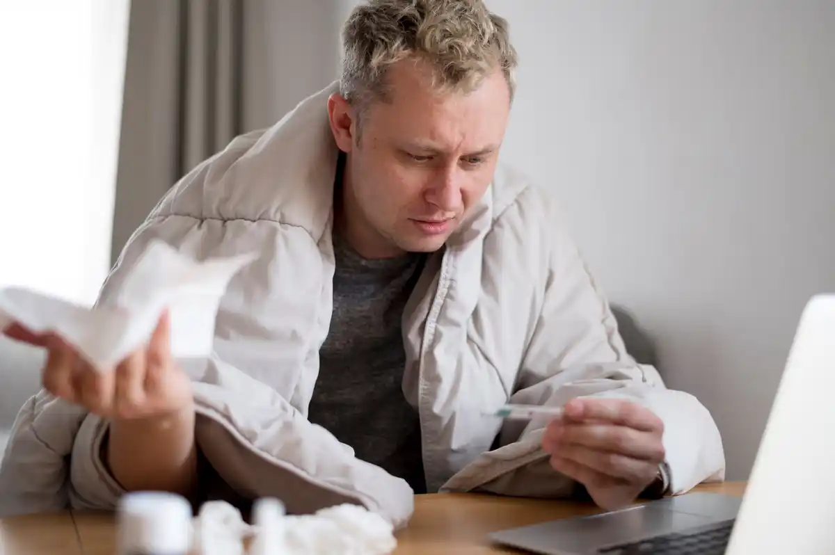 czech man reviewing bank statement at home