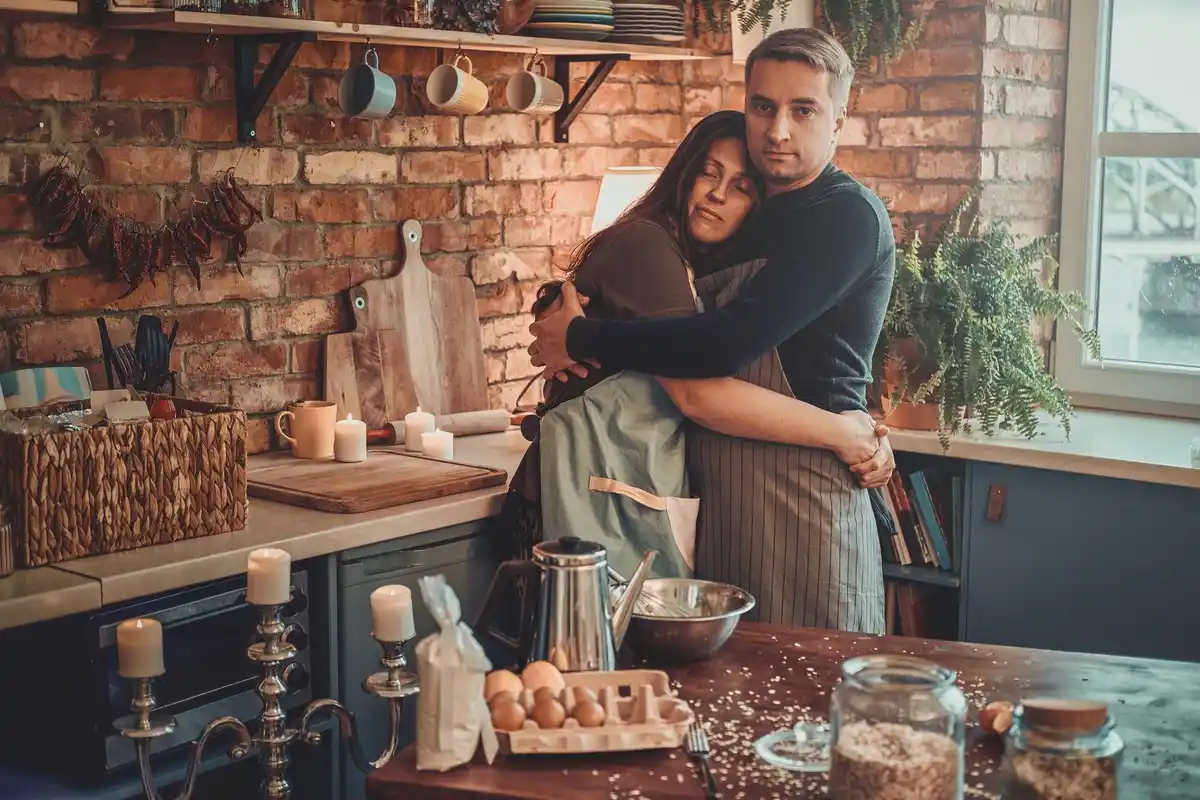 middle aged couple kitchen intimacy Czech