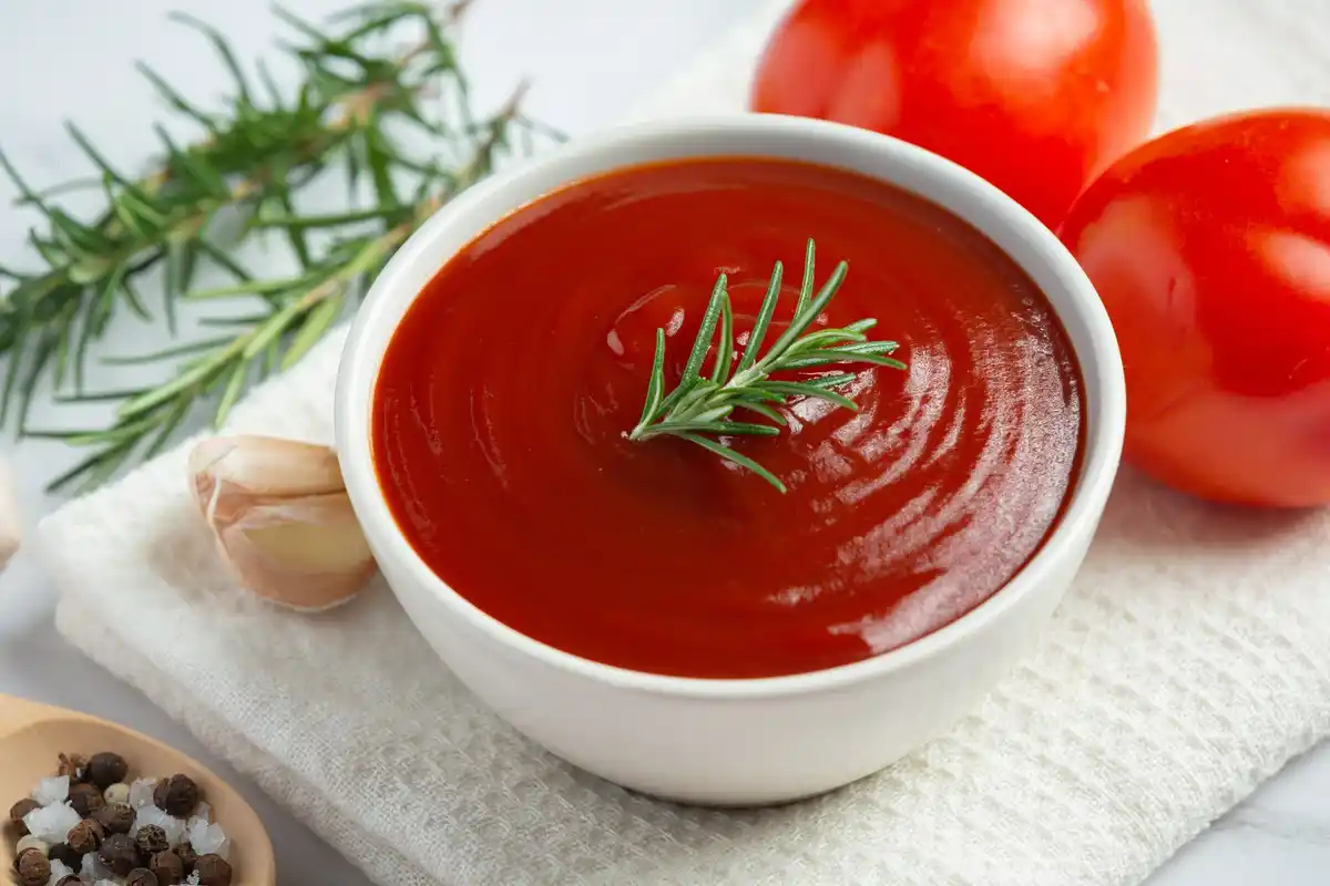Czech style tomato sauce cooking detail