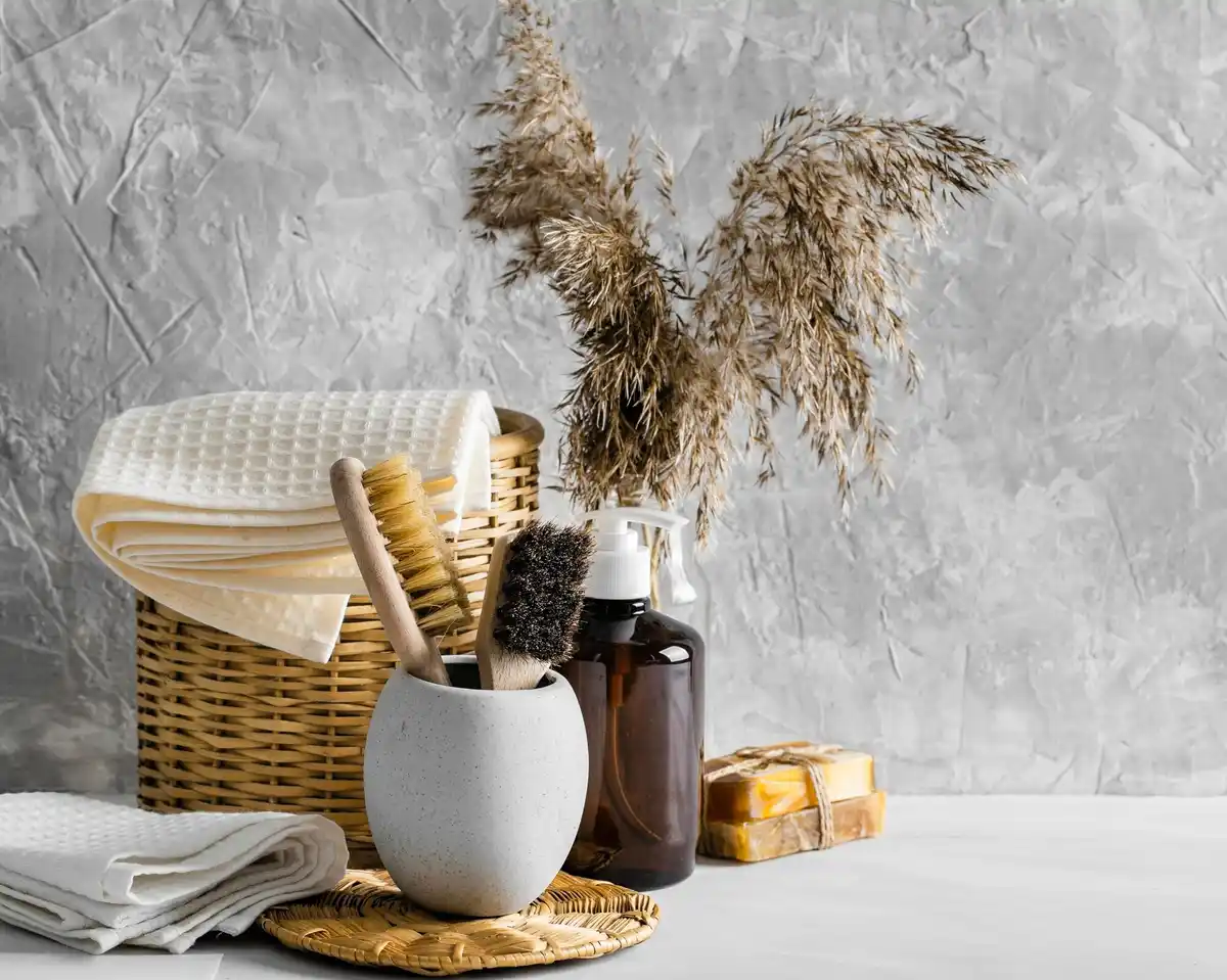 natural affordable skincare products on Czech bathroom shelf