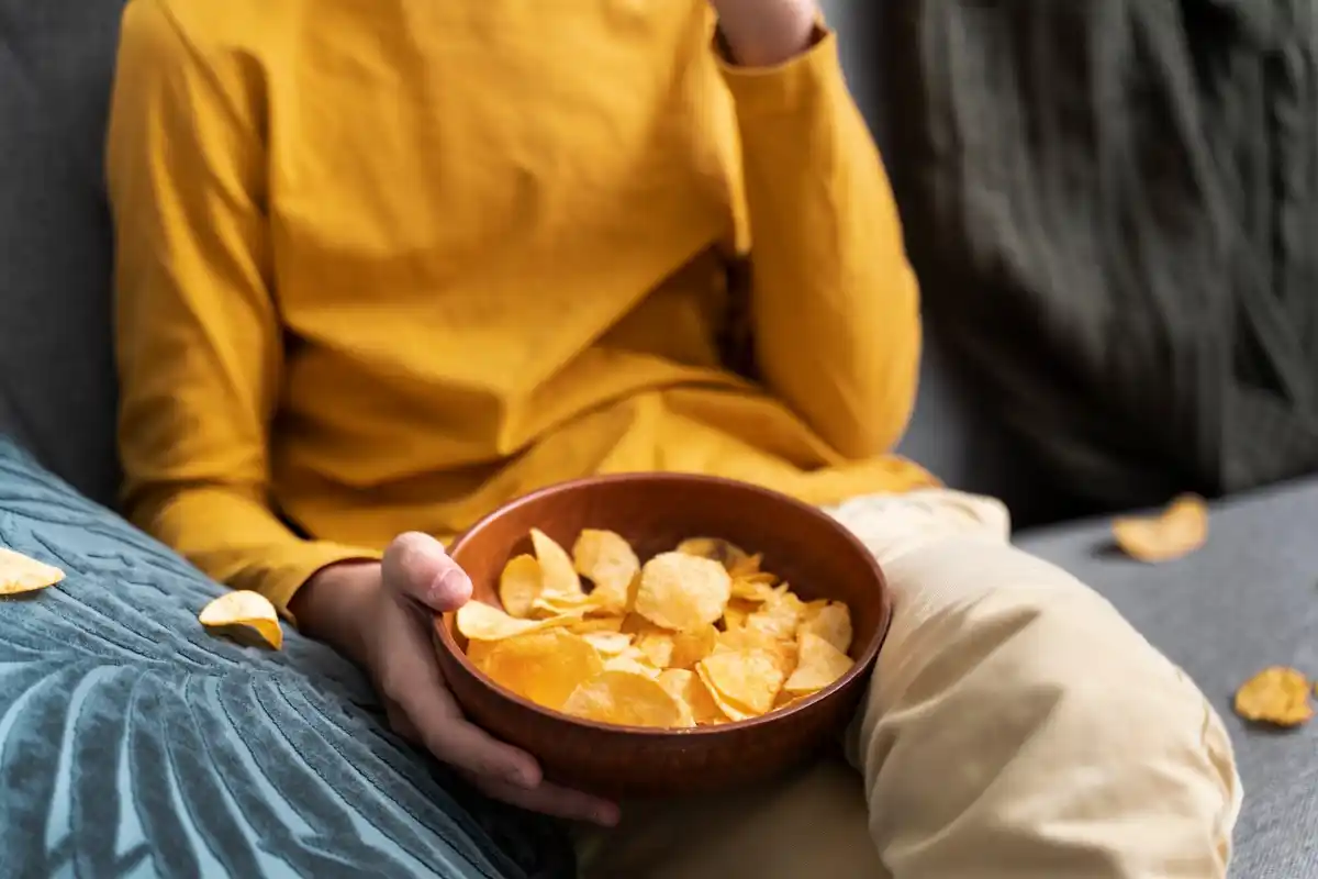 homemade potato peel chips in czech kitchen
