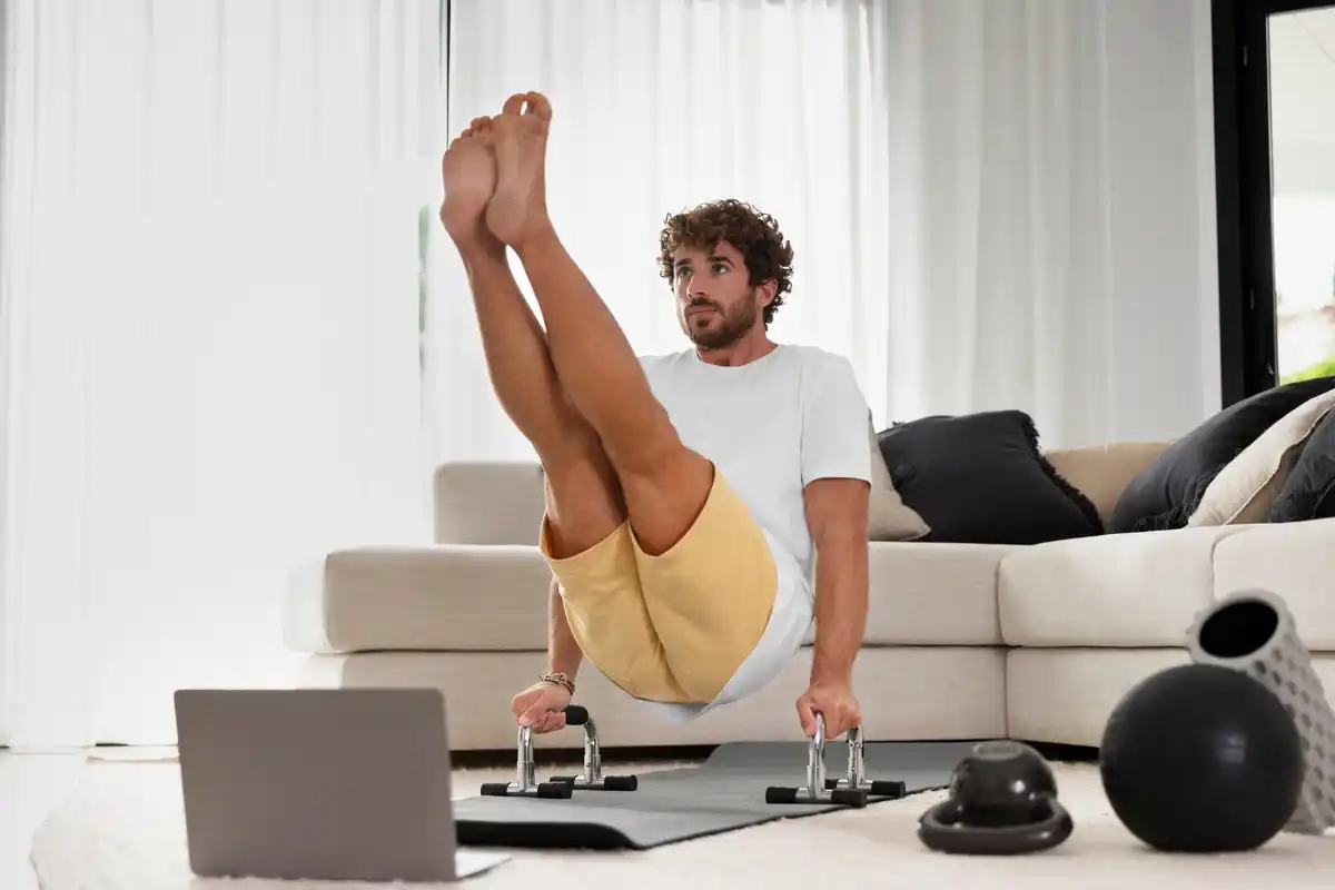 home workout czech living room dumbbells