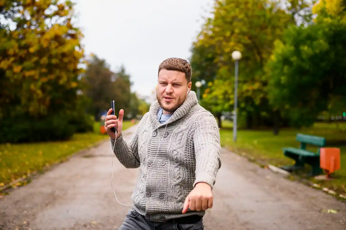 middle aged man jogging in Prague park