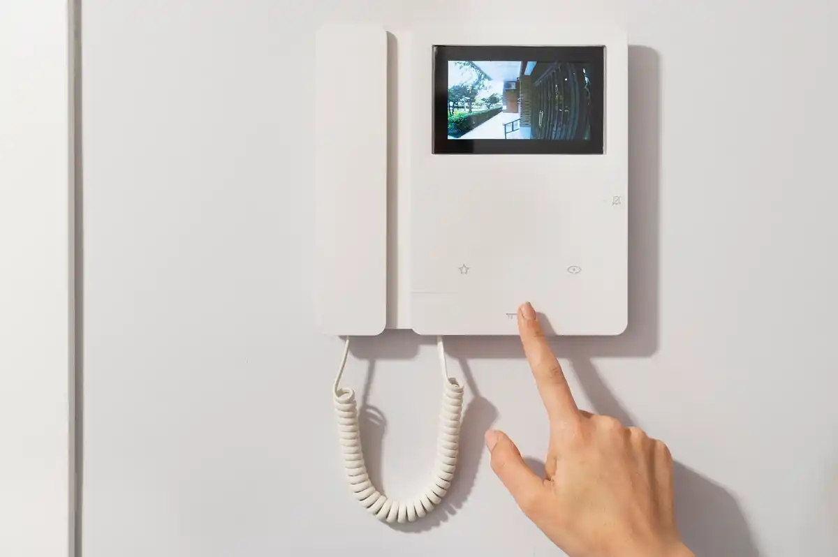 old phone security monitor czech apartment