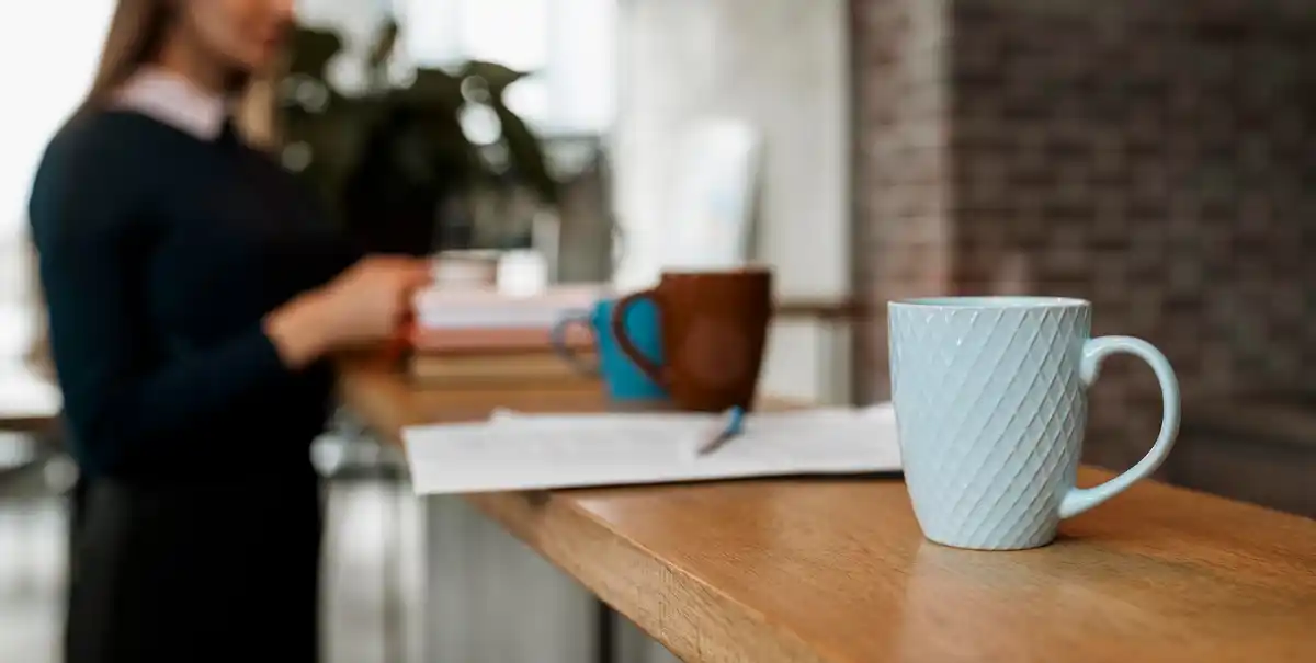 Czech office morning routine productivity coffee desk