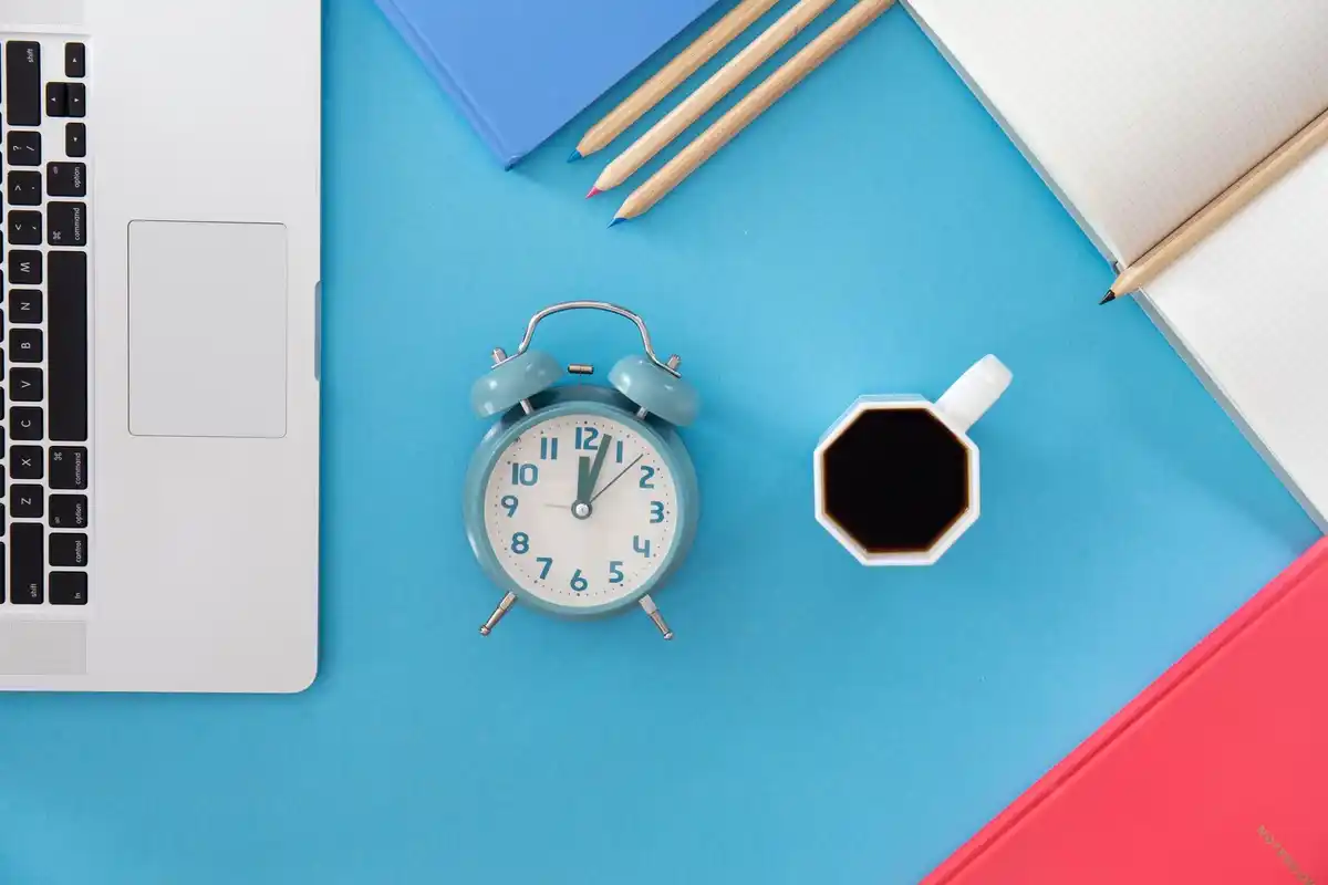 retro alarm clock on office desk