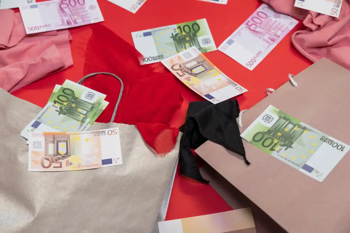 pile of Czech supermarket receipts on table