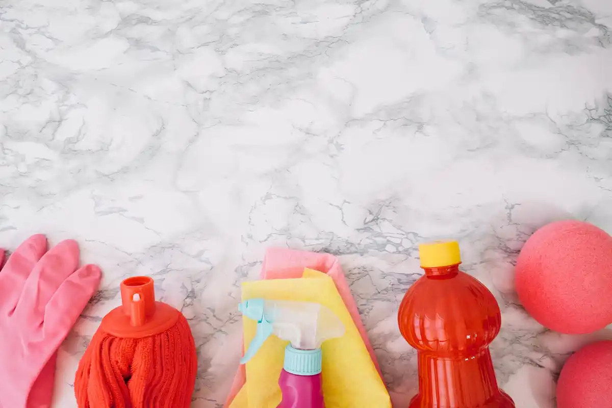 minimalist japanese cleaning supplies in czech apartment