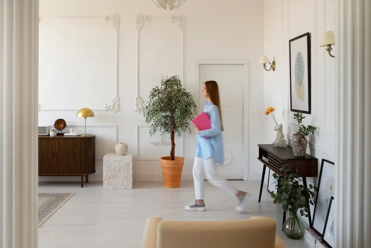mirror hallway home entrance feng shui Czech apartment interior energy