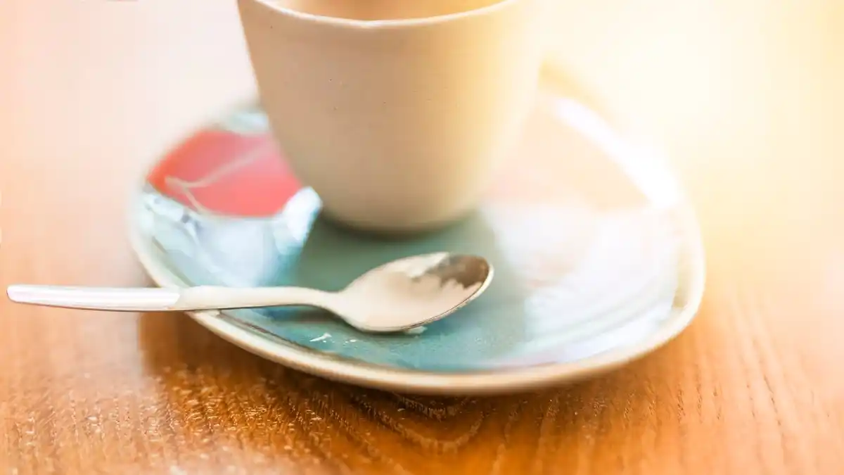 czech office coffee break with teaspoon