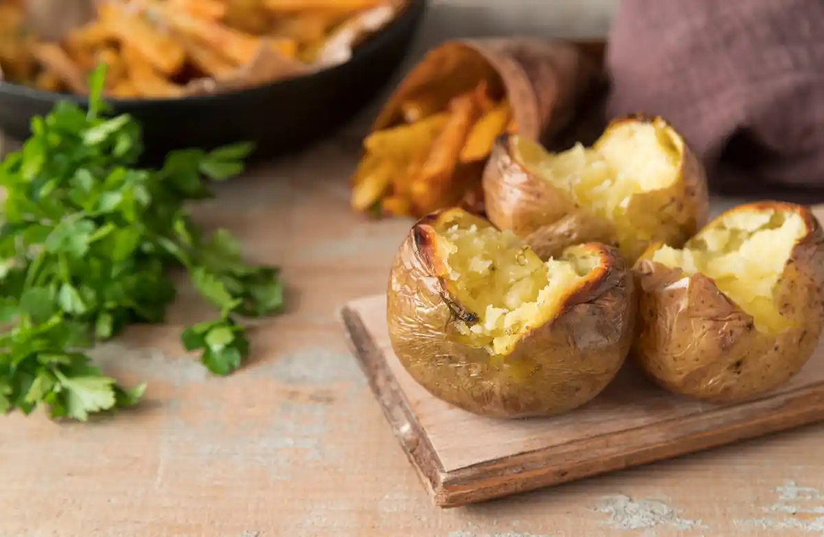 steamed potatoes on kitchen table