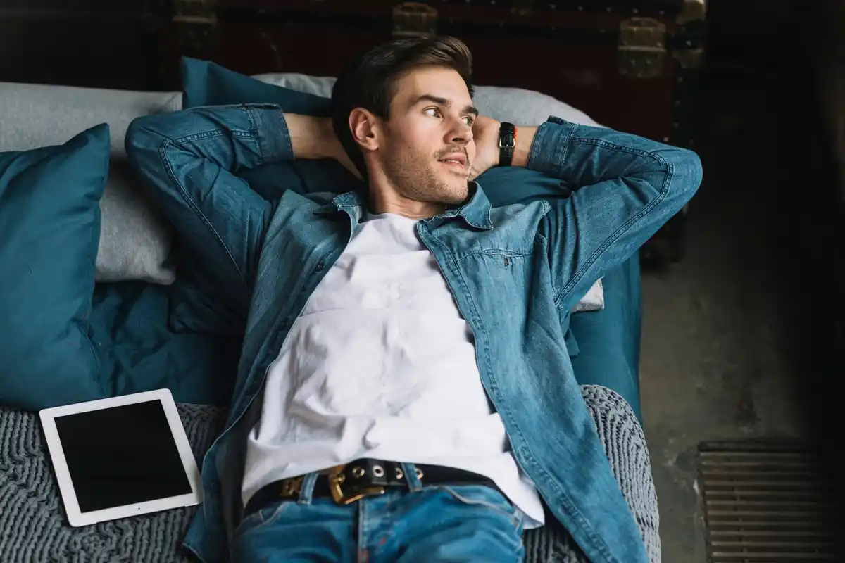relaxed man enjoying free time with no schedule