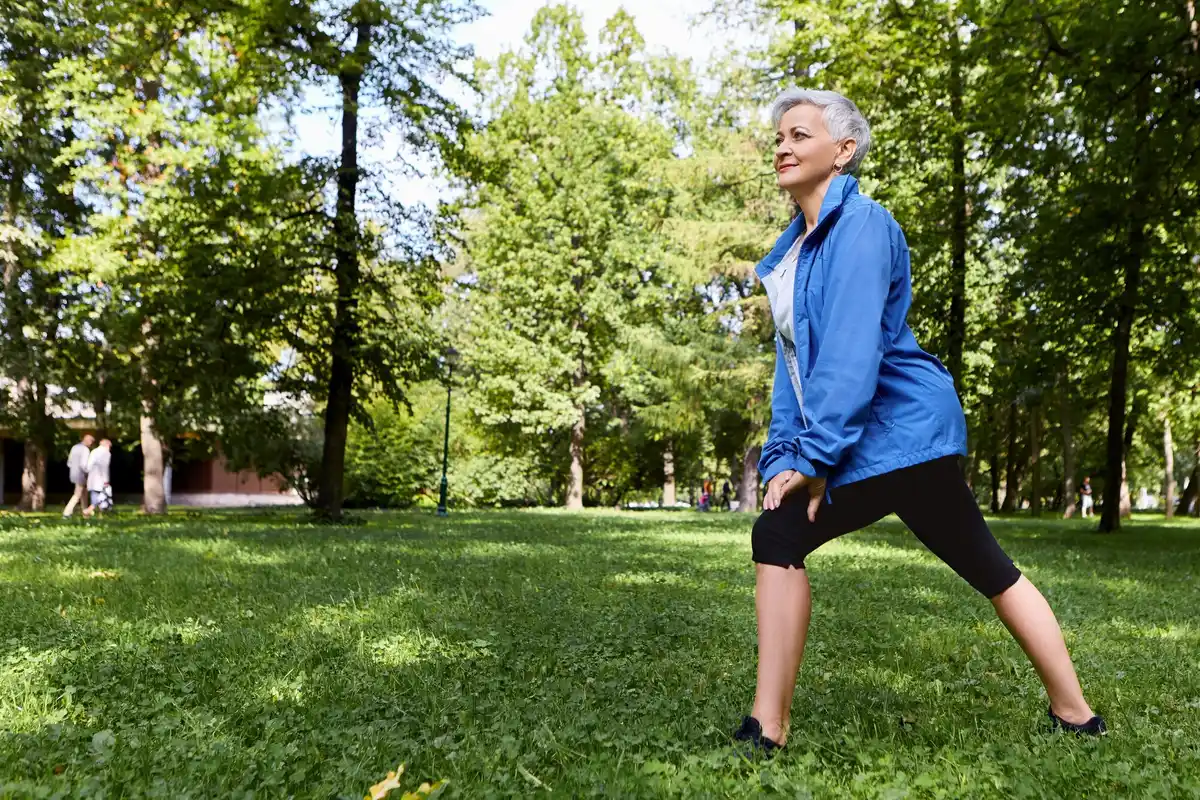 active senior Czech park morning run