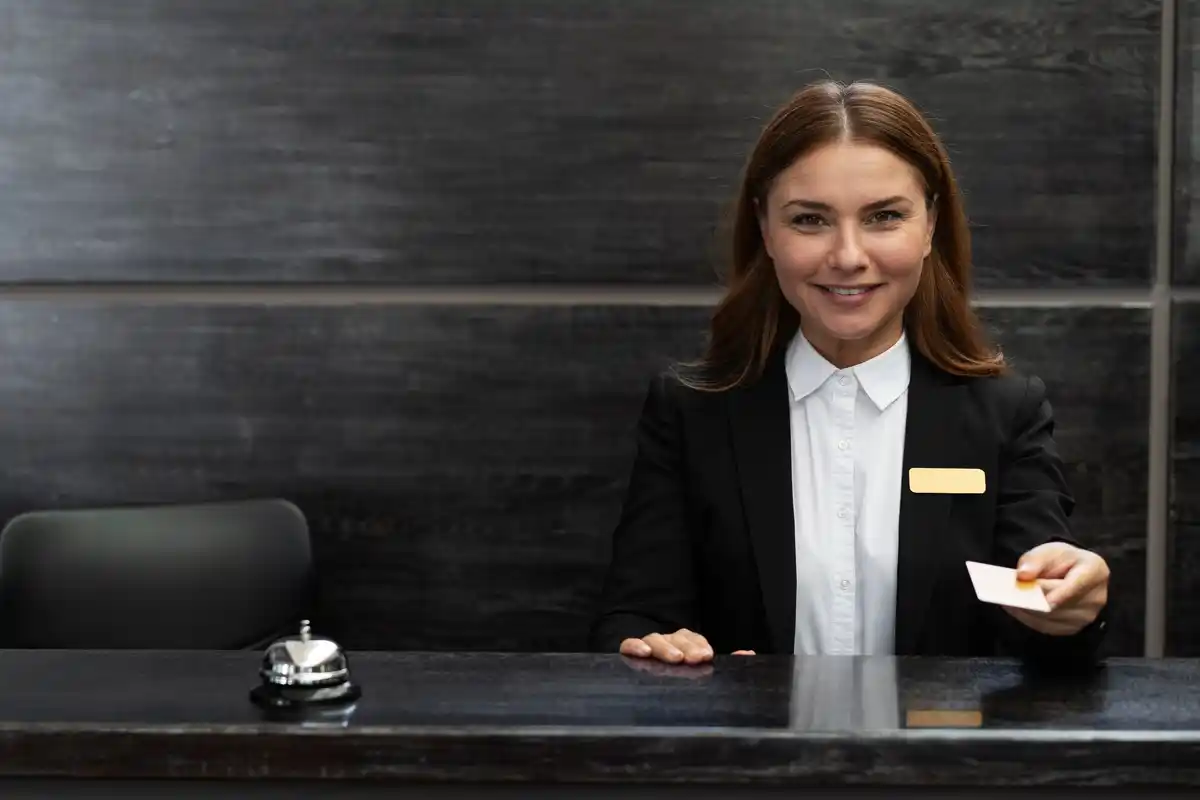 czech passport on hotel counter