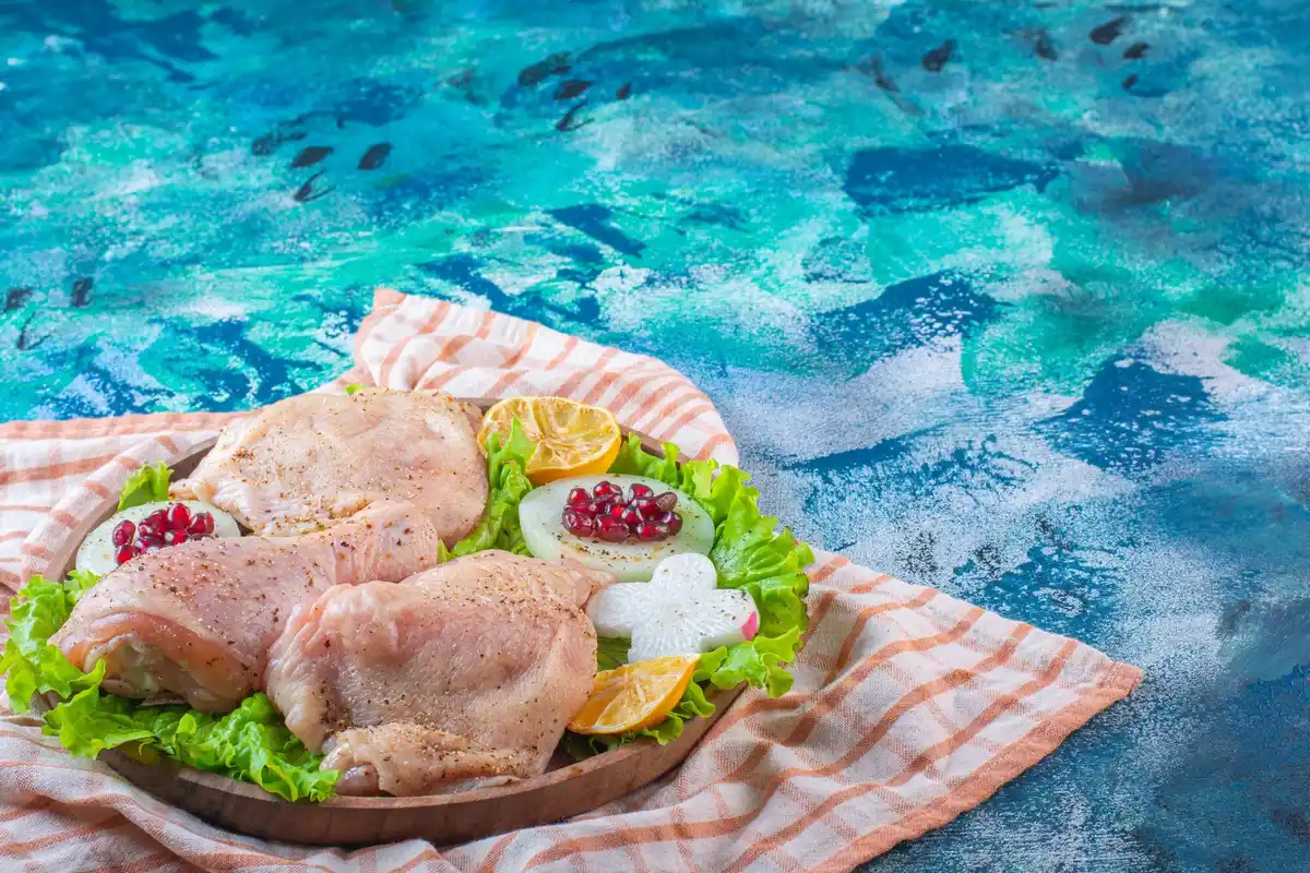 defrosting meat in water close up