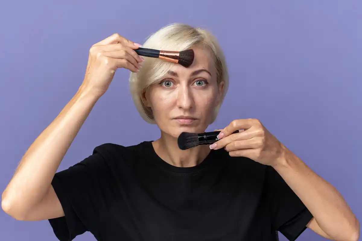 aging makeup on mature woman face