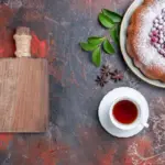 homemade cake coffee grounds rustic kitchen