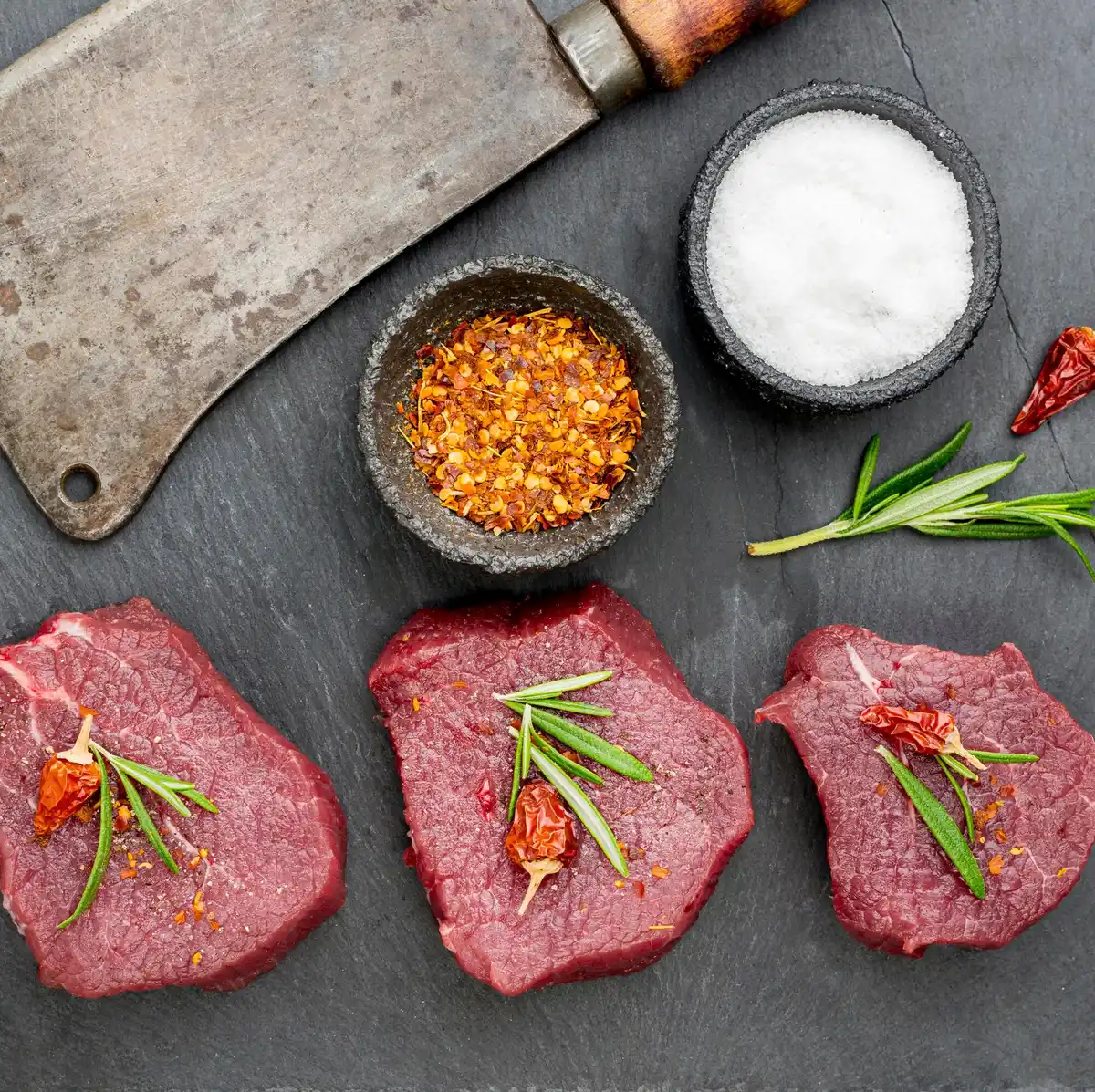juicy steak raw grid table barbecue salt close up