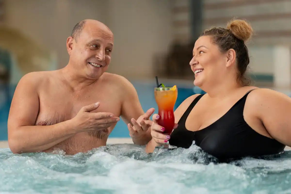senior couple enjoying affordable spa vacation Czech Republic off season