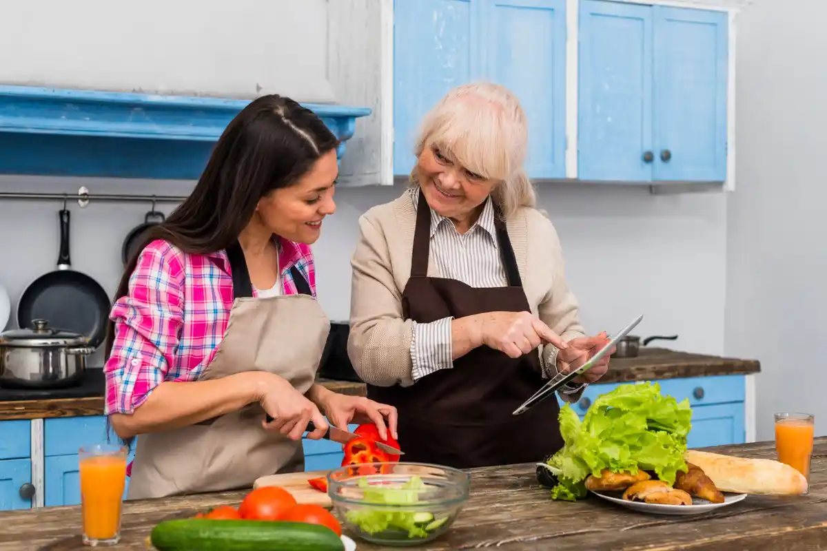 Czech grandmother storing salad tip kitchen