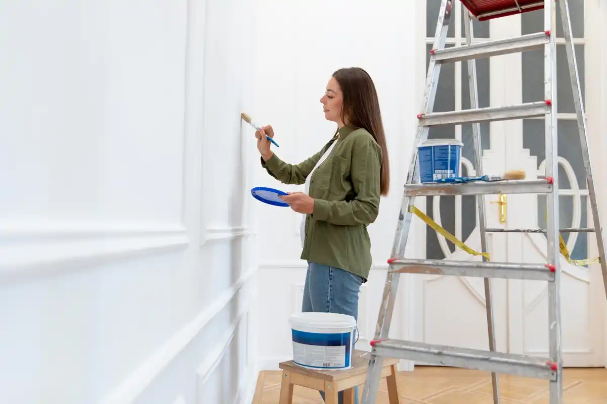 painting walls with mask at home