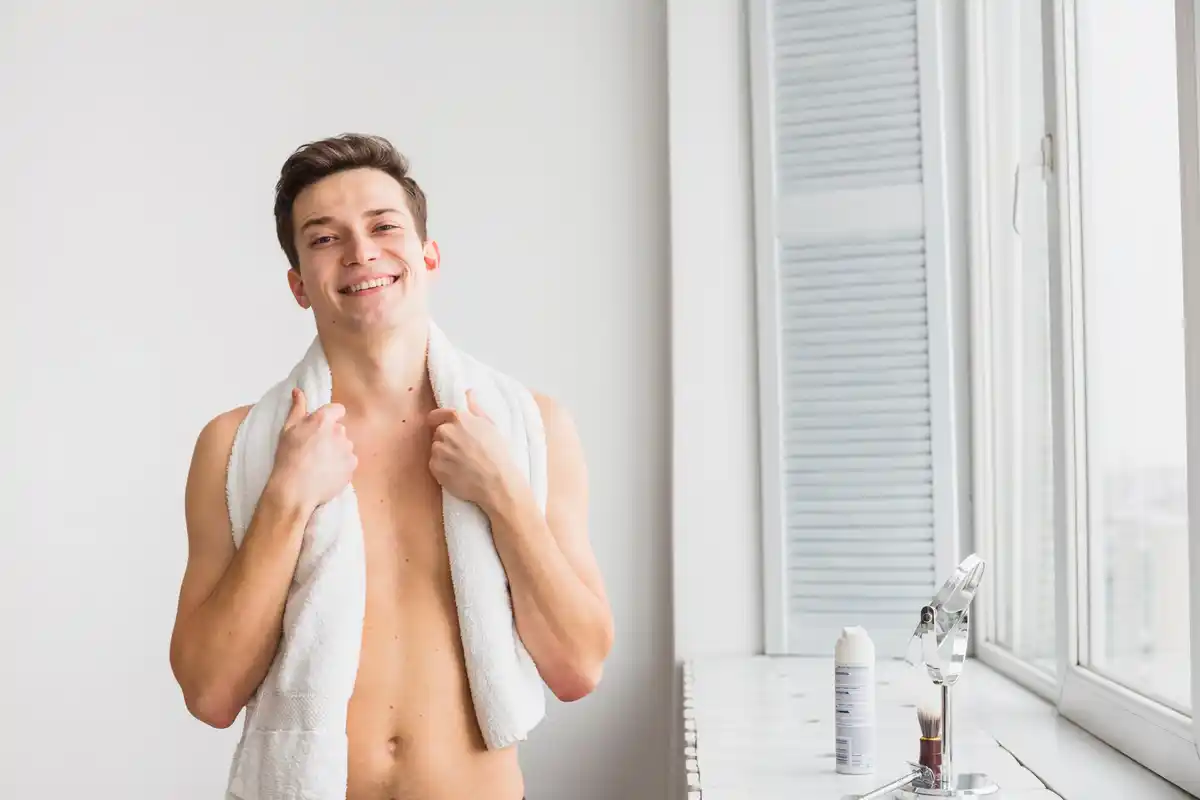 Czech man morning routine cold shower self-care