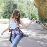 Czech people brisk walking in city park