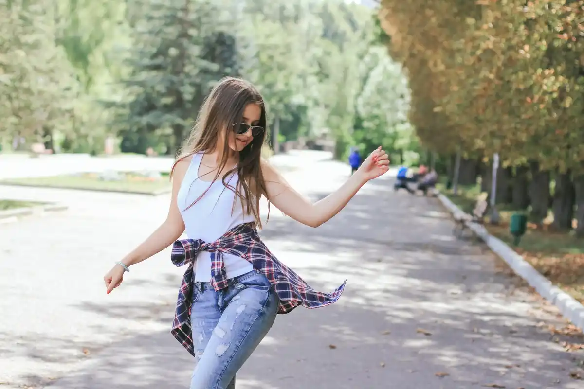 Czech people brisk walking in city park