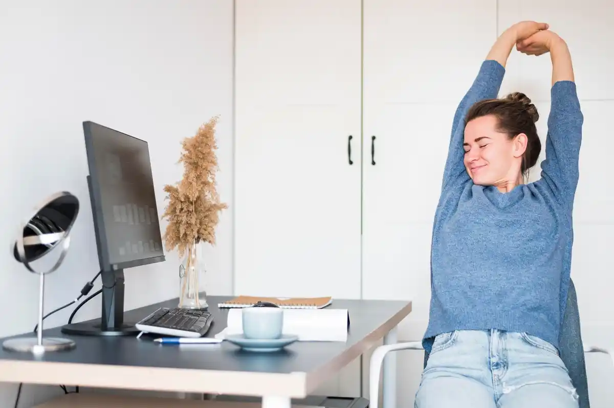 desk stretches at work Czech office