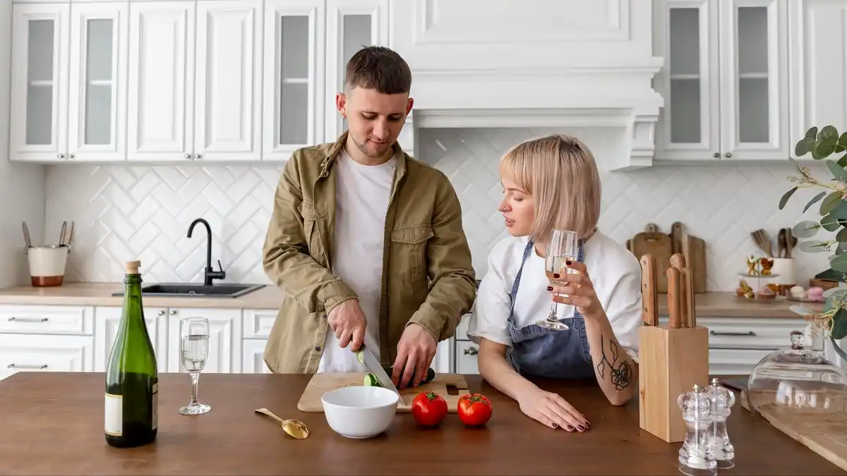 czech couple kitchen everyday life