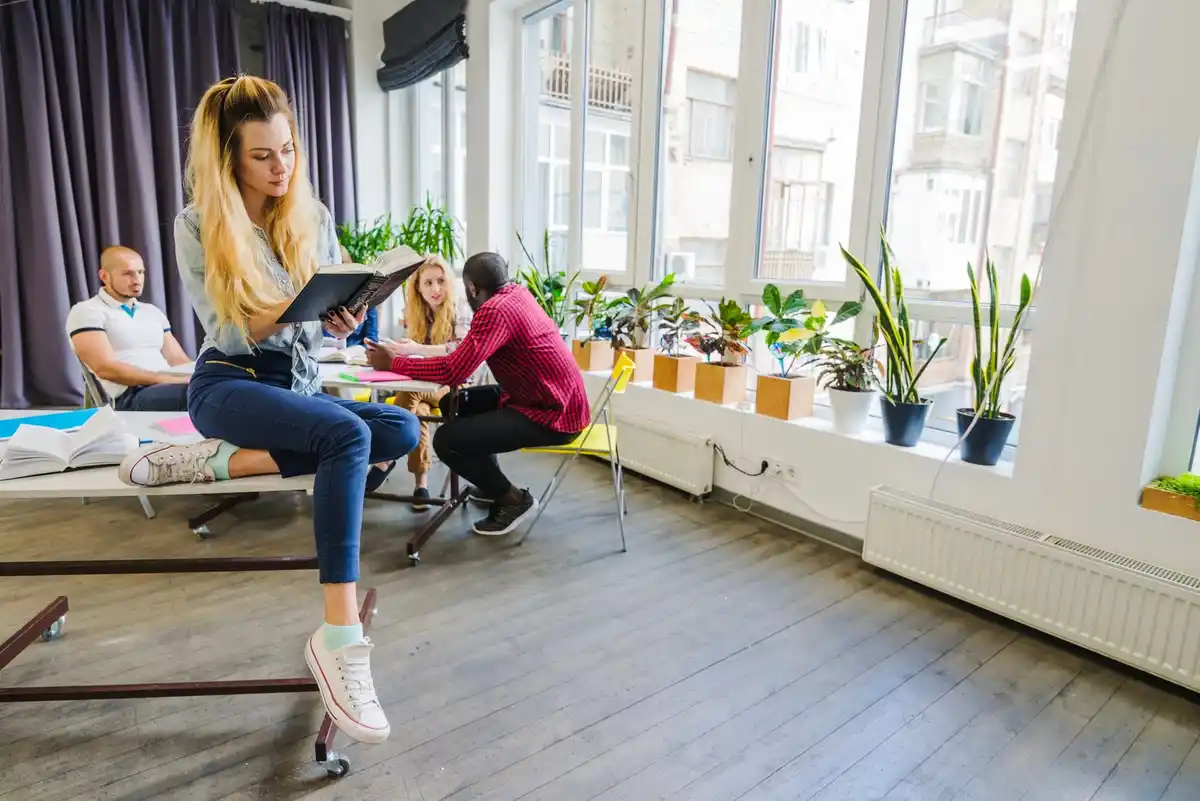 short indoor walk break office czech