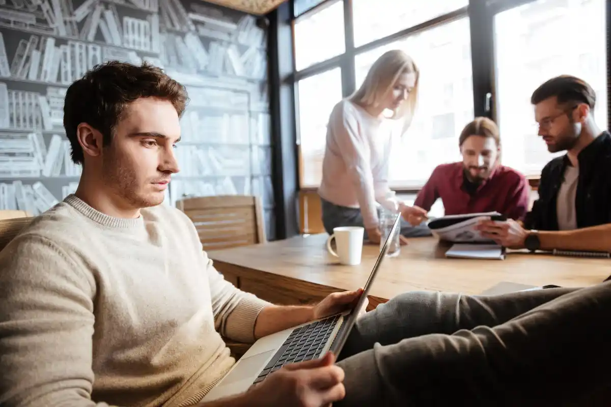 young czech people focused one task modern office prague