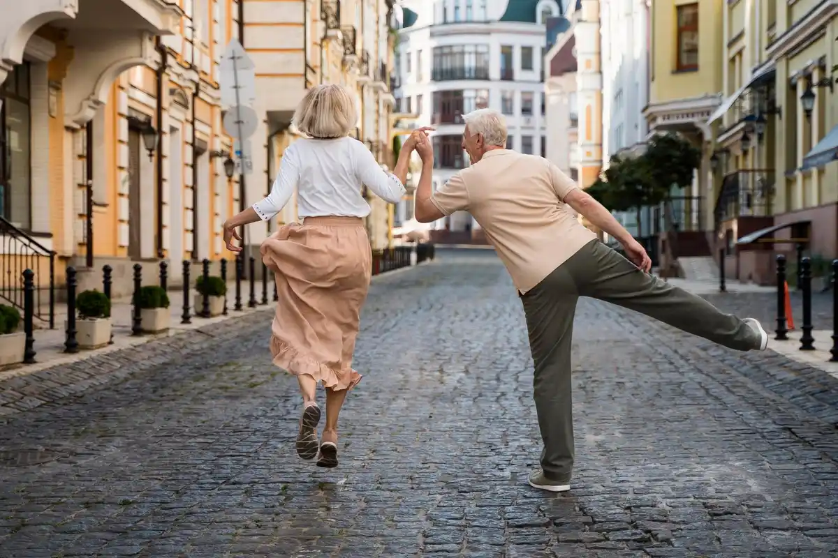 czech seniors walking outdoor healthy lifestyle