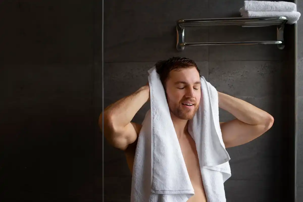 Czech winter morning shower modern bathroom