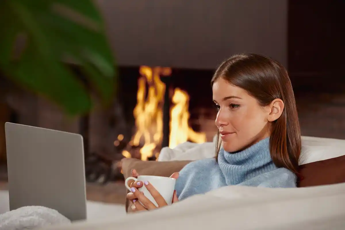 Czech family at home heating during winter