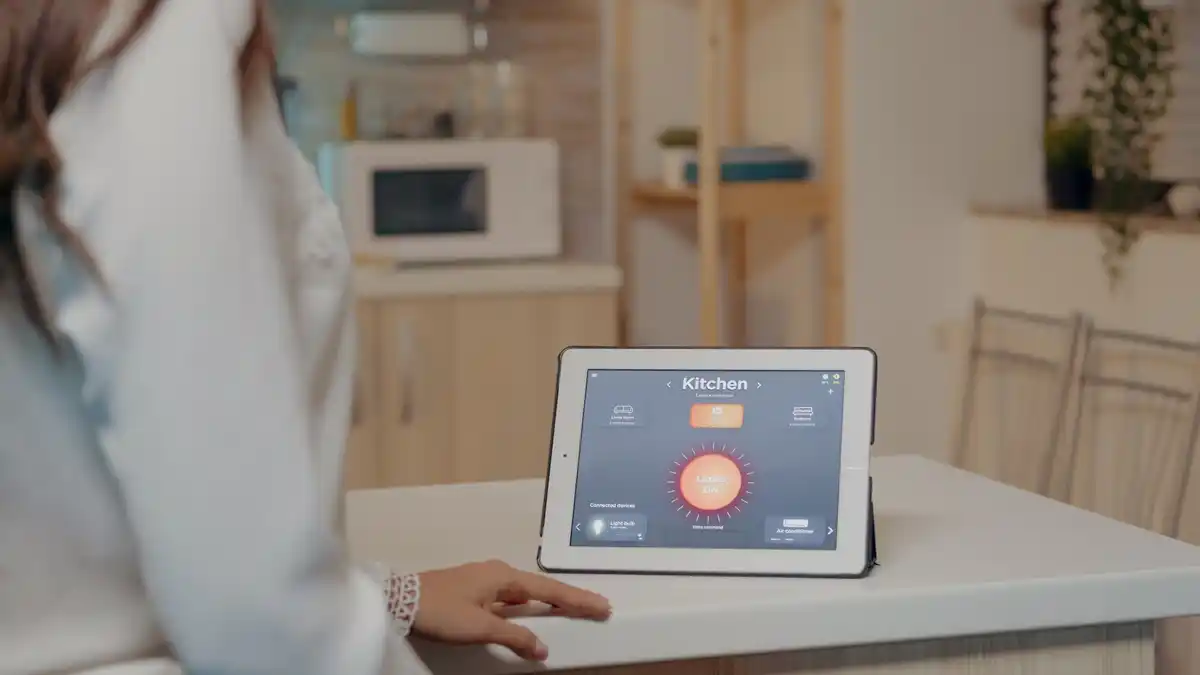 old tablet used as smart home control in czech home
