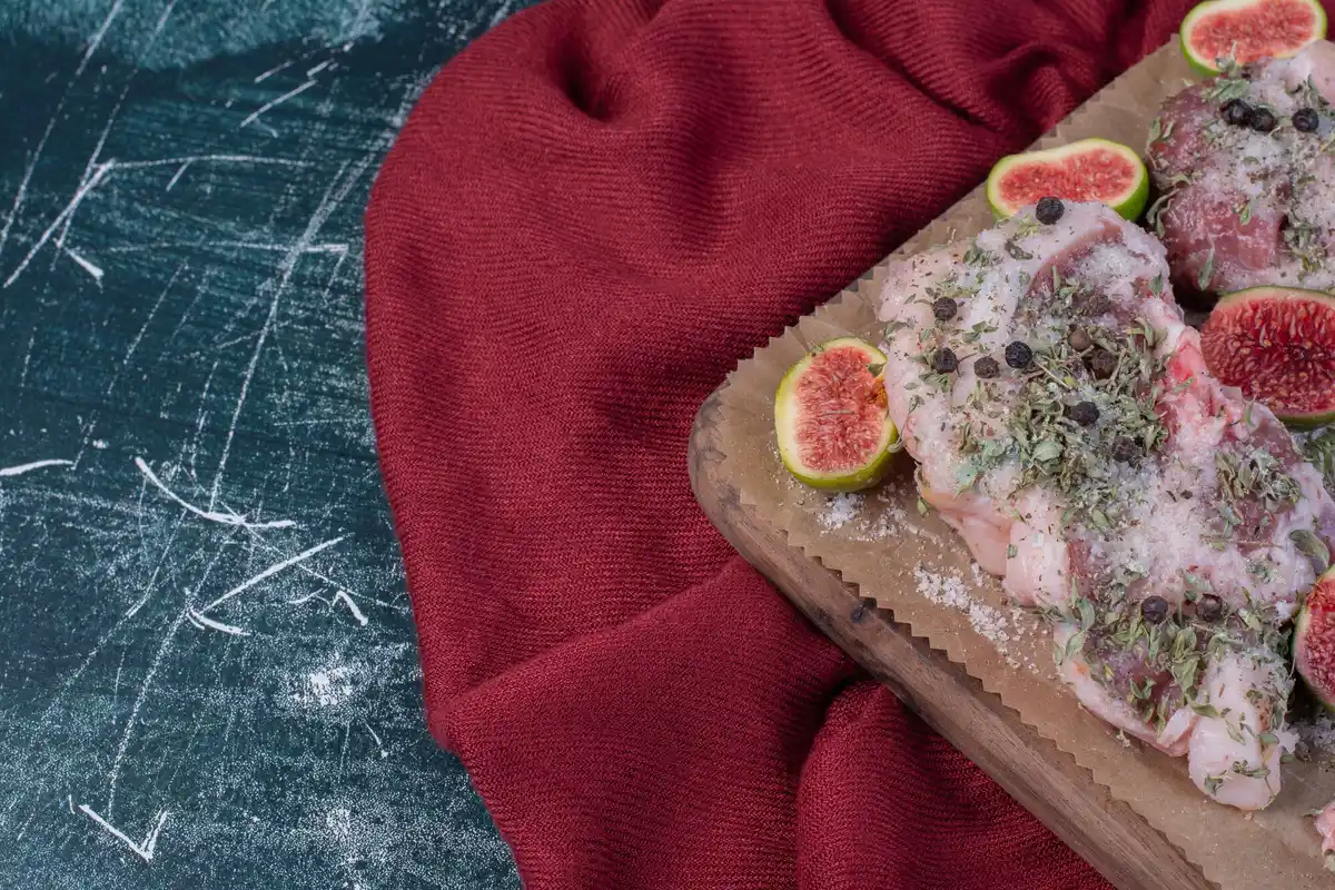 frozen meat on kitchen counter, czech kitchen